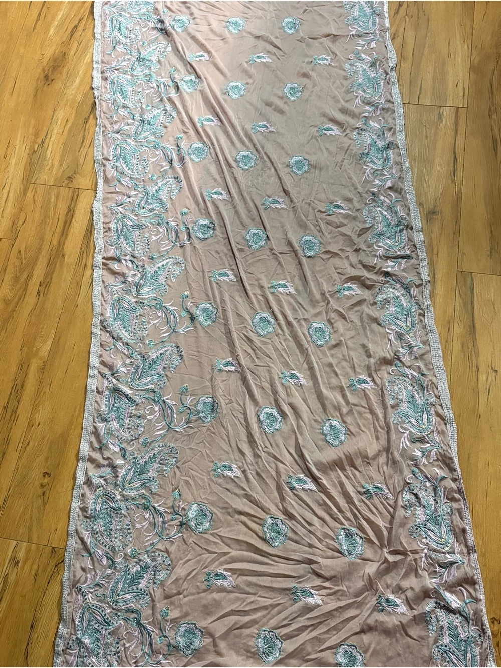 Embroidered purple paisley scarf shawl